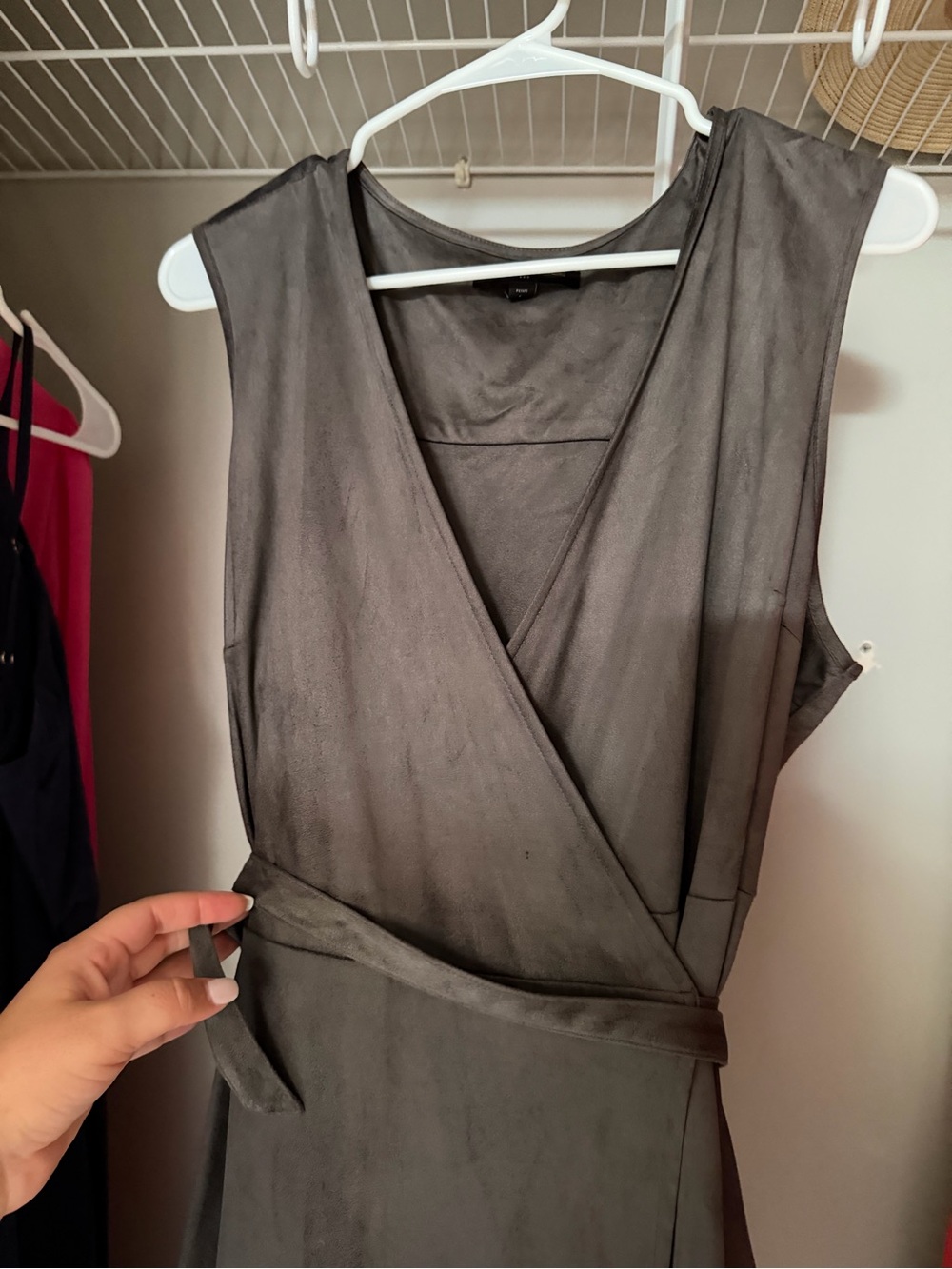 Banana Republic Sleeveless Wrap Dress in Charcoal Gray